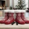 chaussettes de noel rouge 2 paires Pack CozyWinter – 2 paires de Chaussettes de Noël Chauffantes USB – Cadeau Cocooning pour Pieds Toujours Froids